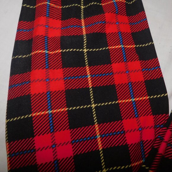 Red Black Tartan Plaid Womens Leggings OS size 2 -10 - Picture 3 of 7